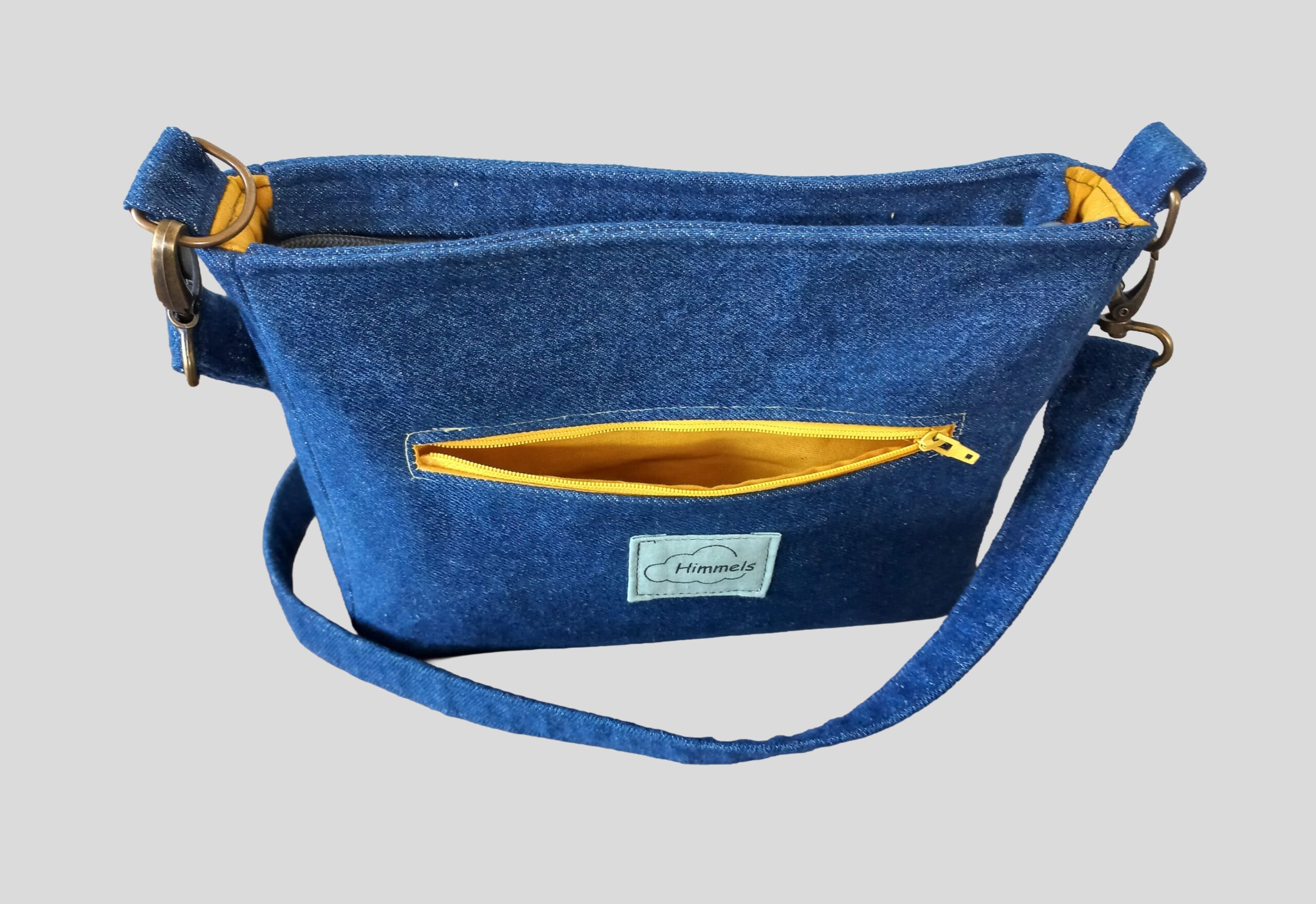 Denim tas met gekleurde ritsen - Afbeelding 6