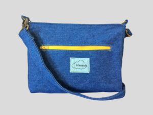 Denim tas met gekleurde ritsen